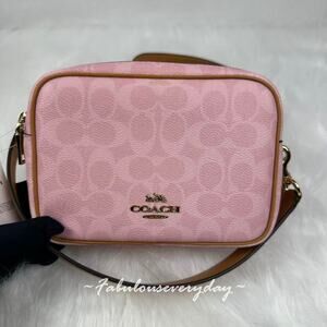 Coach Mini Carey Crossbody Bag In Signature Canvas Charms Powder Pink CEK74 NWT